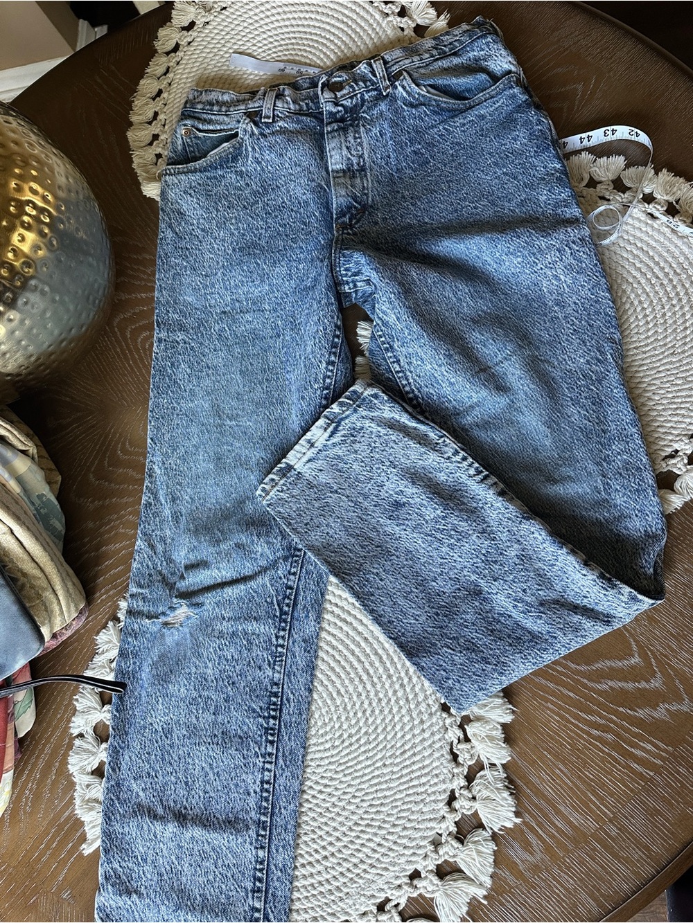 Lee VINTAGE Men’s 90’s Light Blue Stonewash Denim Jeans - Picture 4 of 8